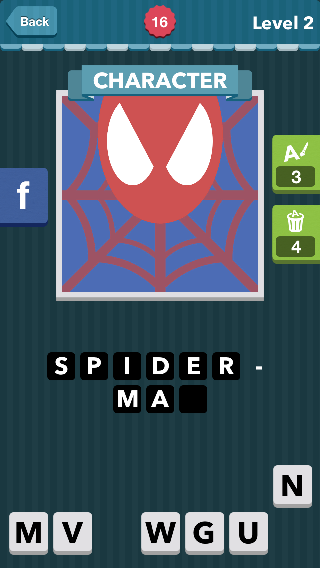 Red spider in web.|Character|icomania answers|icomania cheats