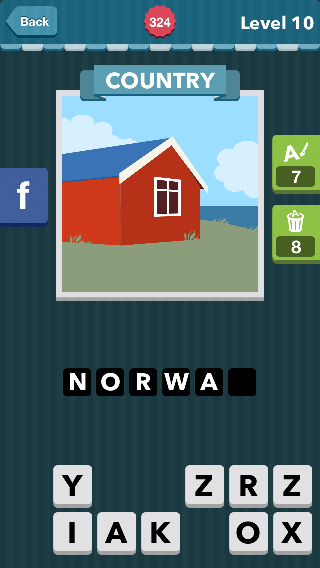A red house with a blue rook on green grass|Country|icomania