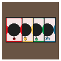 疯狂猜图第594关四张彩色卡片黑色的圆圈答案