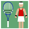 疯狂猜图网球拍旁边站着一个红色衣服的人