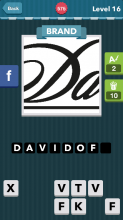 The letters D and A in cursive.|Brand|icomania answers|icoman